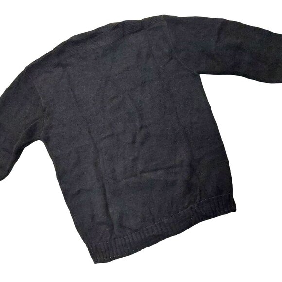 Retro Vintage 1940s-1960s Black Long Sleeve Crew Neck Knit Sweater Sz Medium - Picture 5 of 6